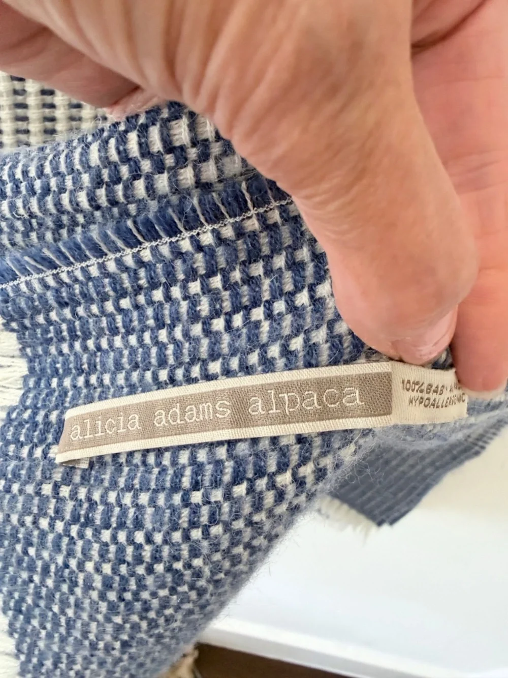 ALICIA ADAMS Baby Alpaca 'Newport Throw' Blue Ombre Coastal Cozy Beach Lounge